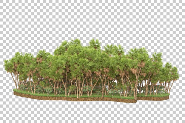 Tropischer Wald isoliert auf transparentem Hintergrund 3D-Darstellung