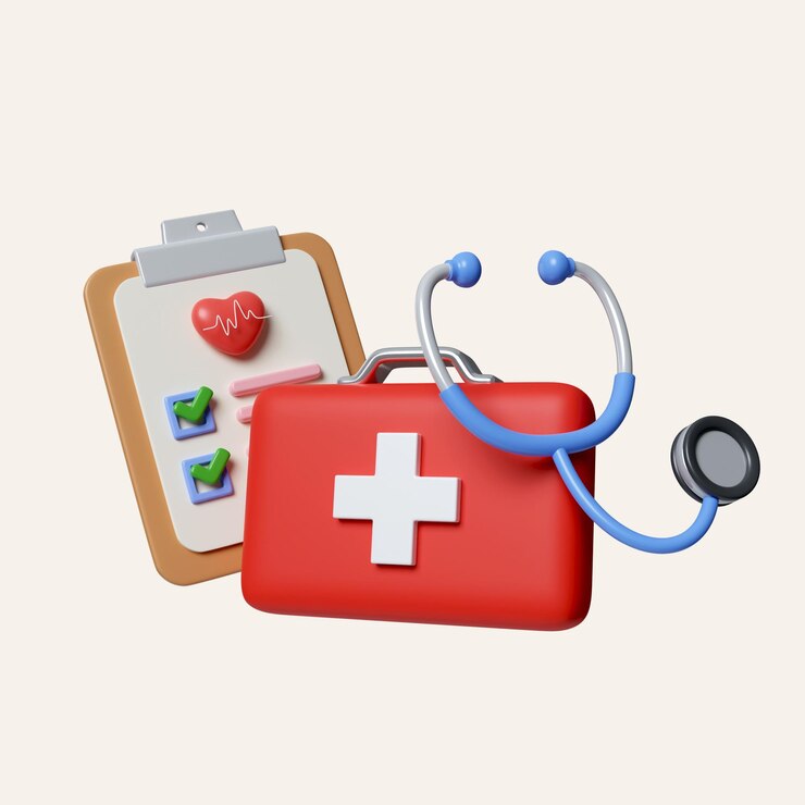 PSD trousse de premiers soins 3d et icône d'enquête médicale signale d'historique du patient de l'hôpital style plat classique icon d'histoire du patient en gradient isolé sur fond blanc illustration de rendu 3d
