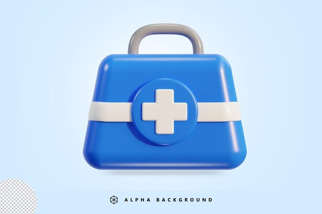 Trousse de premiers soins ambulance boîte d'urgence aide médicale valise concept d'urgence icône vectorielle 3d
