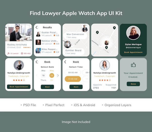 Trouver Le Kit D'interface Utilisateur De L'application Apple Watch Pour Avocat