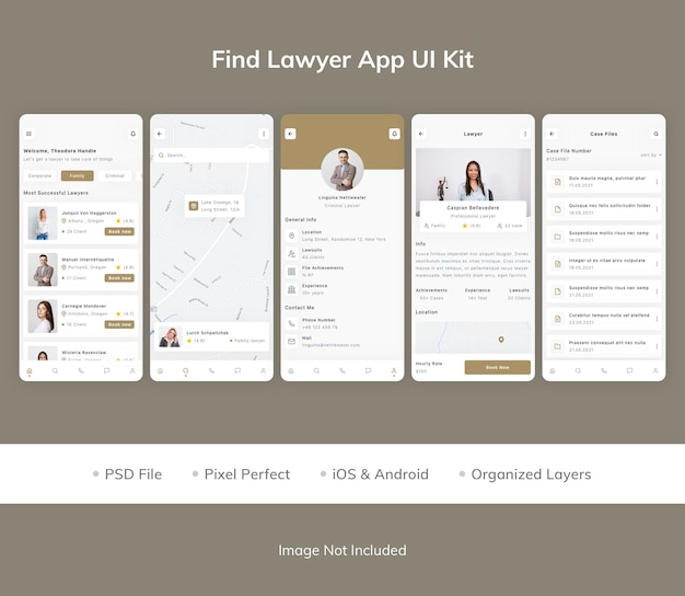 Trouver Le Kit D'interface Utilisateur De L'application D'avocat