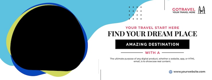 PSD trova il posto dei tuoi sogni una splendida destinazione banner di viaggio