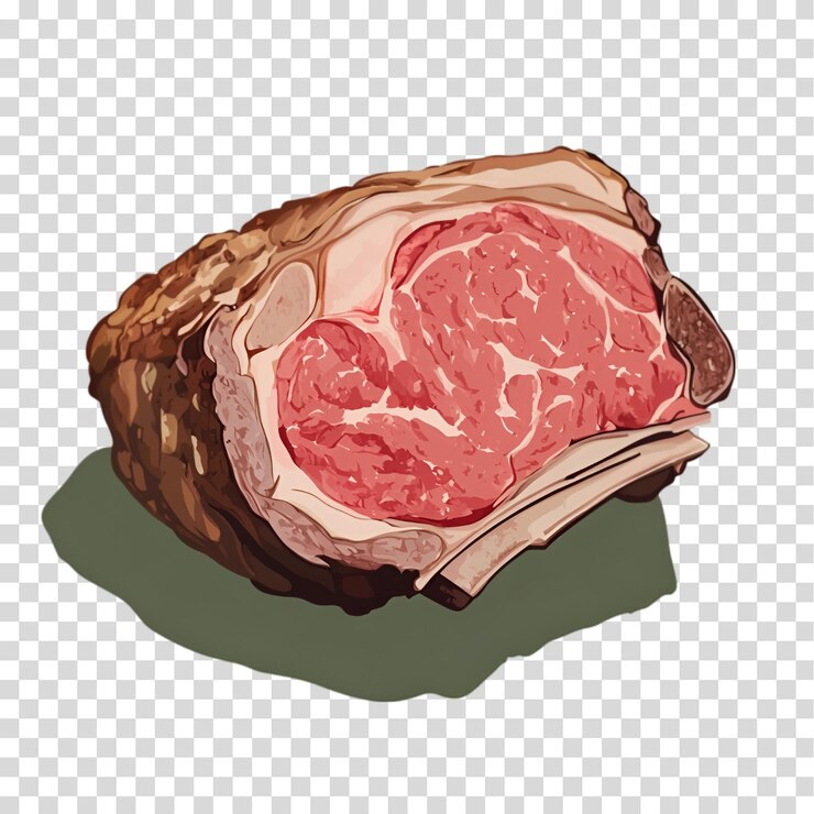 PSD un trozo de carne aislado sobre un fondo transparente recortado en png