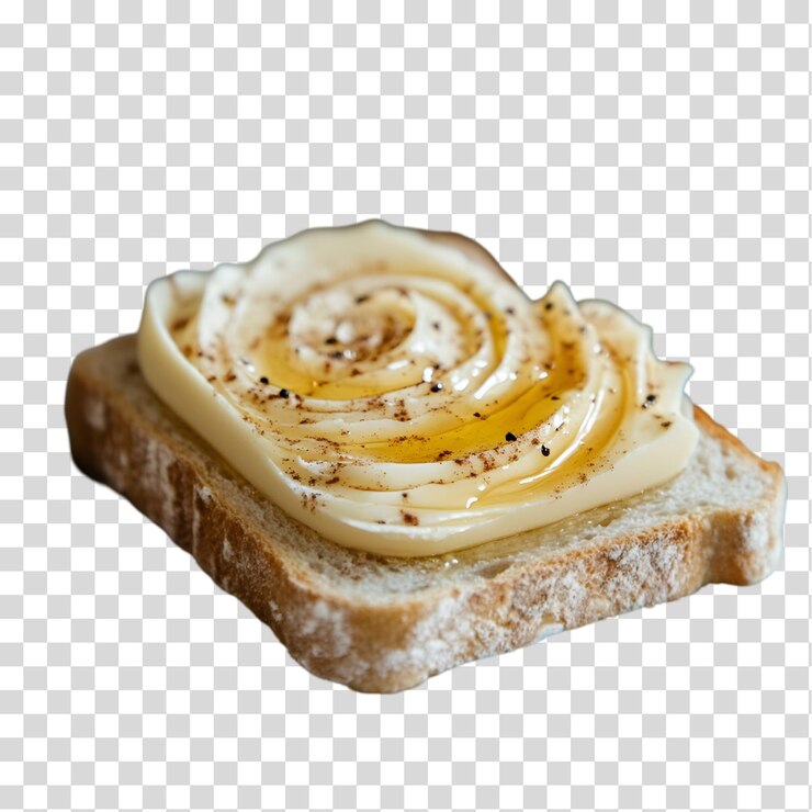 PSD un trozo de pan con mantequilla aislado sobre un fondo transparente recorte png