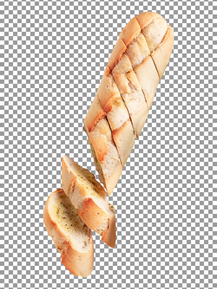 PSD un trozo de pan con una rebanada sacada sobre fondo transparente