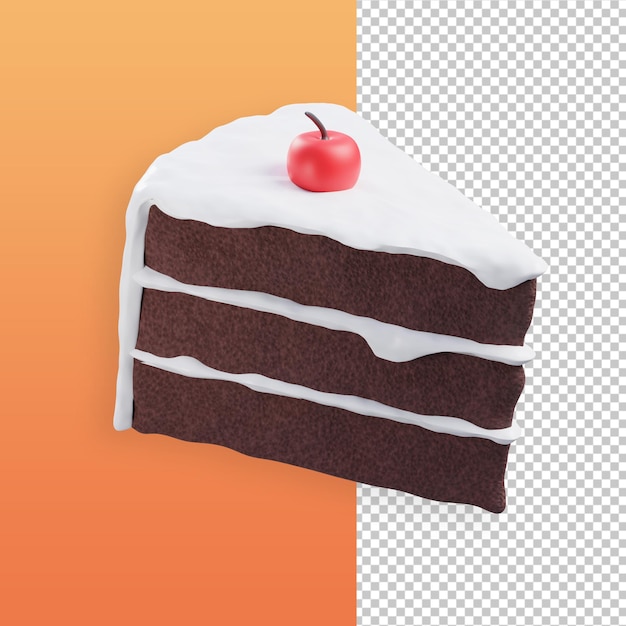 PSD un trozo de pastel con una cereza en la parte superior ilustración 3d