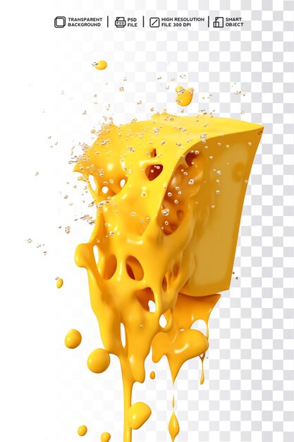 Un trozo de queso se vierte en un cubo