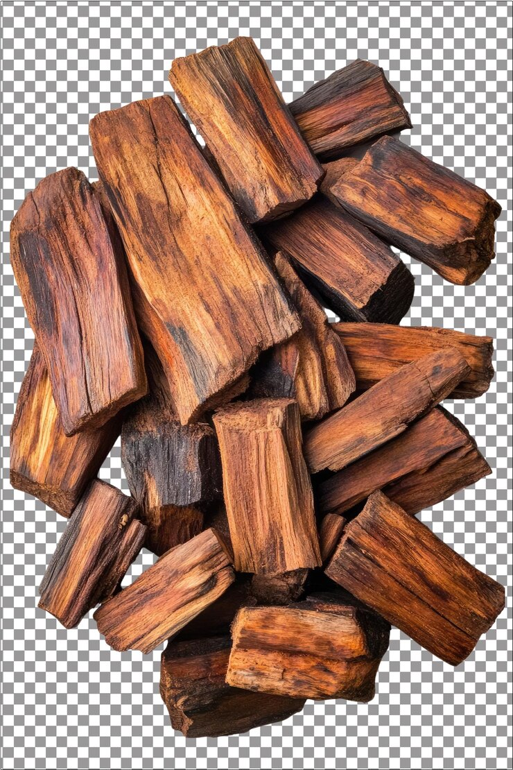 Trozos de madera de mesquite Sabor fuerte y audaz genial para asar hiperrealista Plano blanco aislado