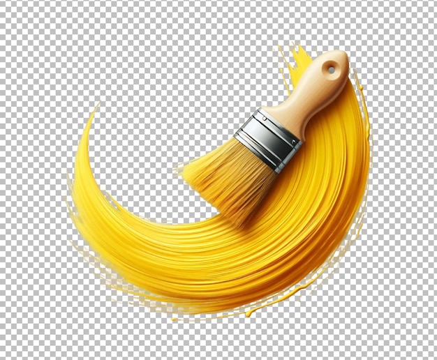 Trucado amarillo de pintura sobre un fondo transparente ai generativo