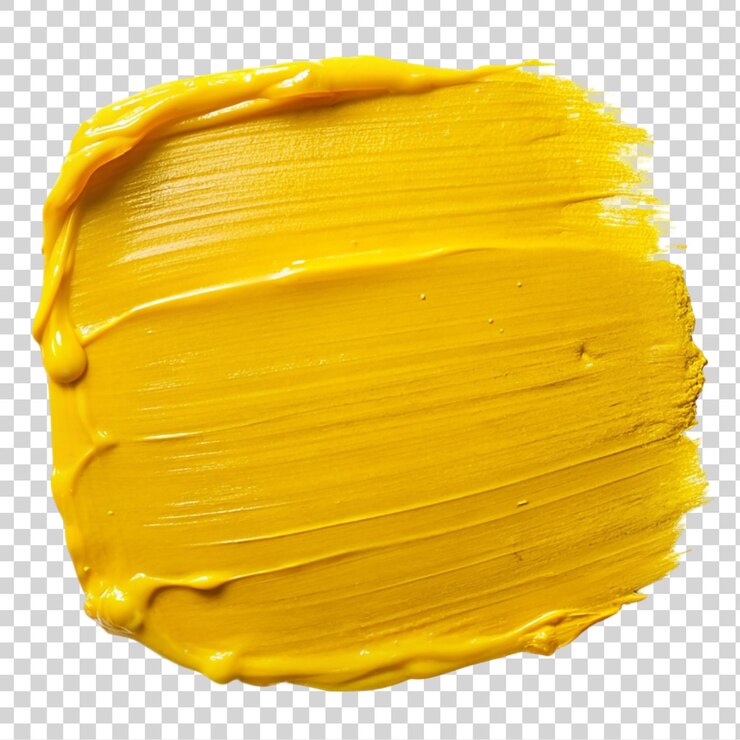 PSD trucado de pincel amarillo aislado sobre un fondo transparente