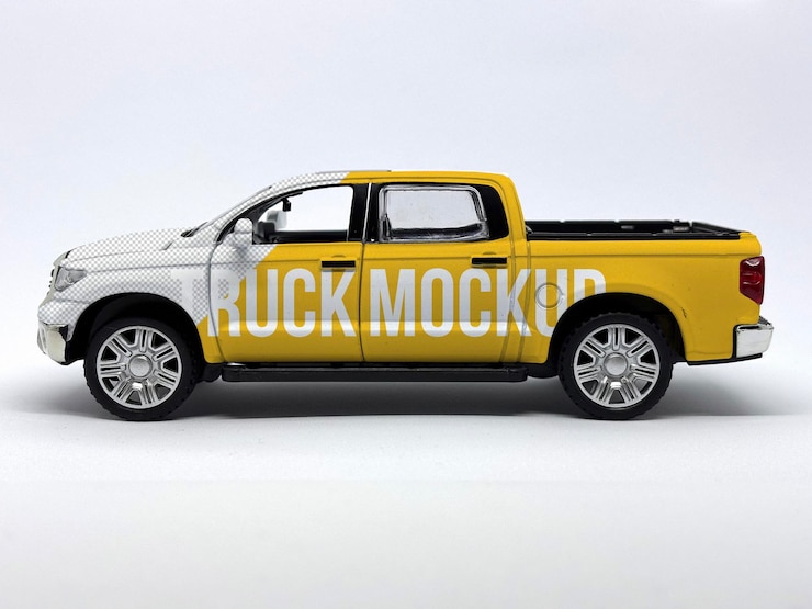 PSD truck wrap mockup psd realistic vehicle cargo car commercial stickers ev mockup template