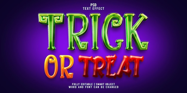 Truco o trato plantilla de efecto de texto editable de halloween