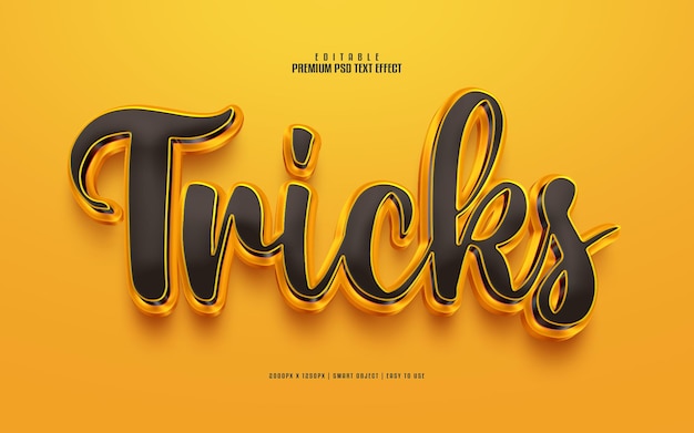 Trucos efecto de texto psd premium 3d editable dorado y negro