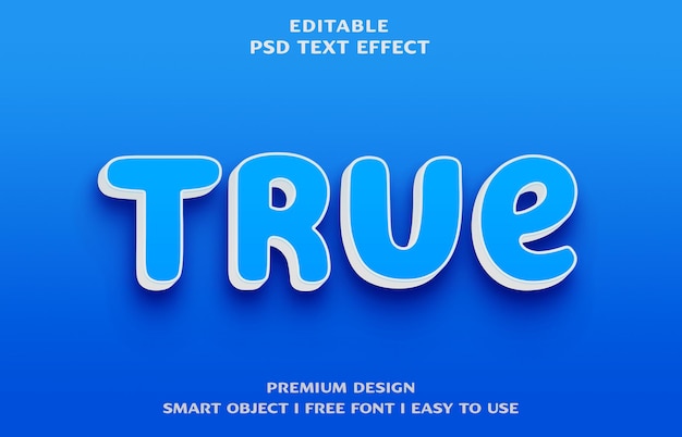 true psd text effect design 3d editable