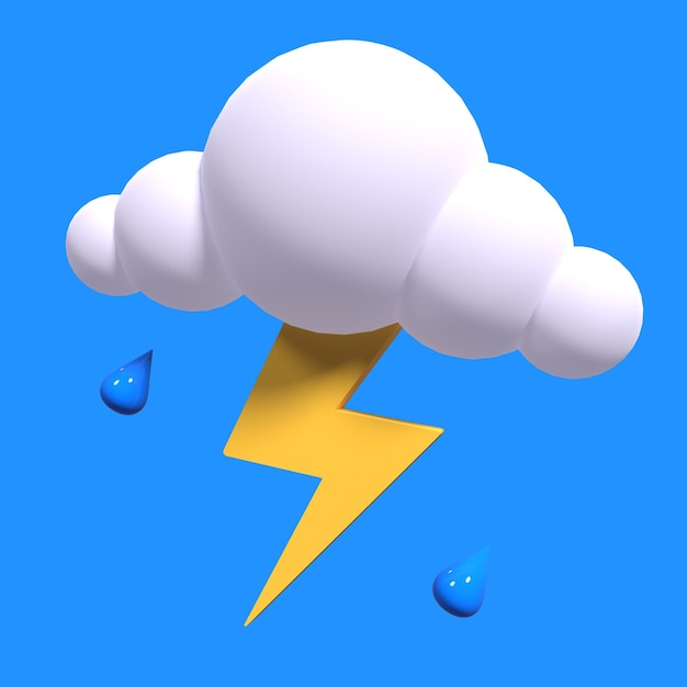 trueno icono 3d render lindo