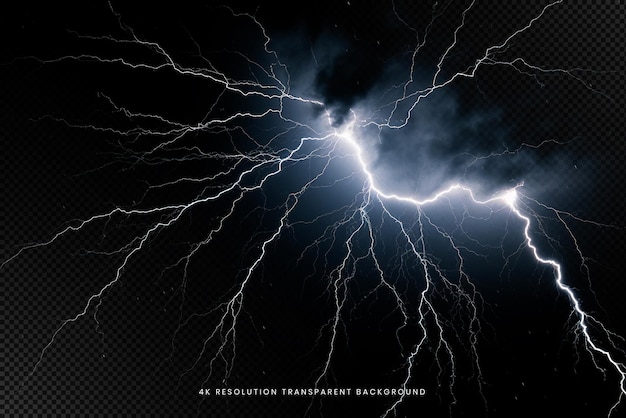 Trueno y relámpago en un fondo transparente