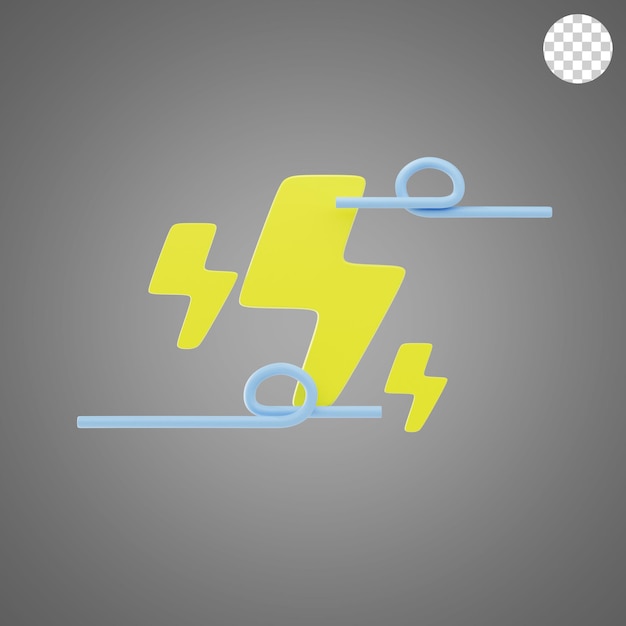 el trueno de viento 3d icono e ilustración