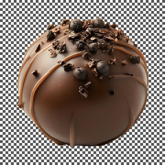 Trufa de chocolate oscuro con pimienta aislada sobre un fondo transparente