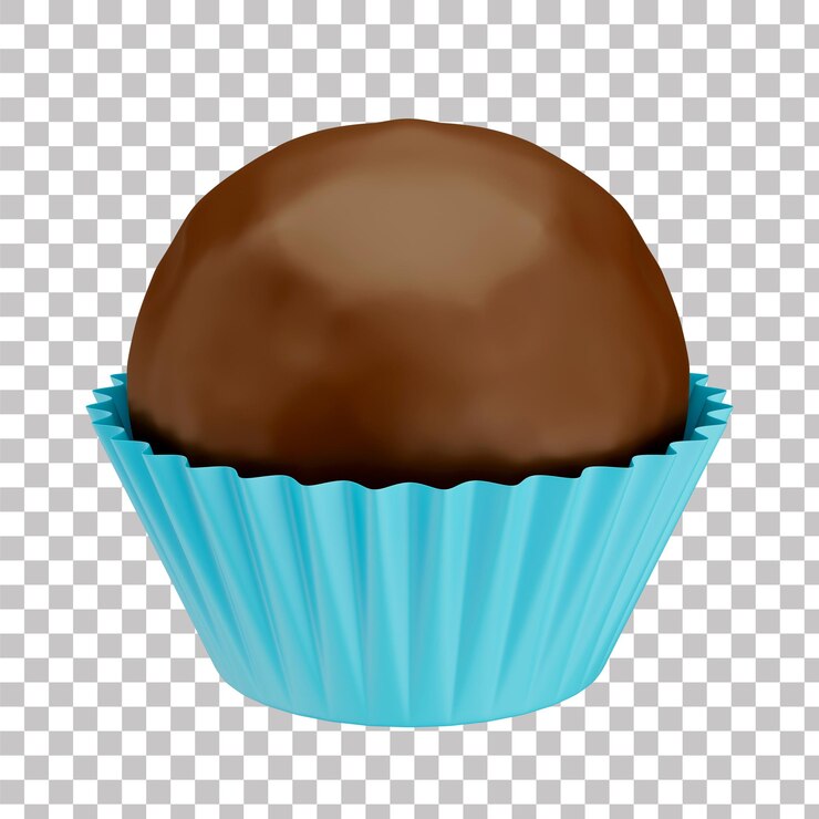 PSD trufa de chocolate tradicional 3d em papel para festa de aniversário com fundo transparente