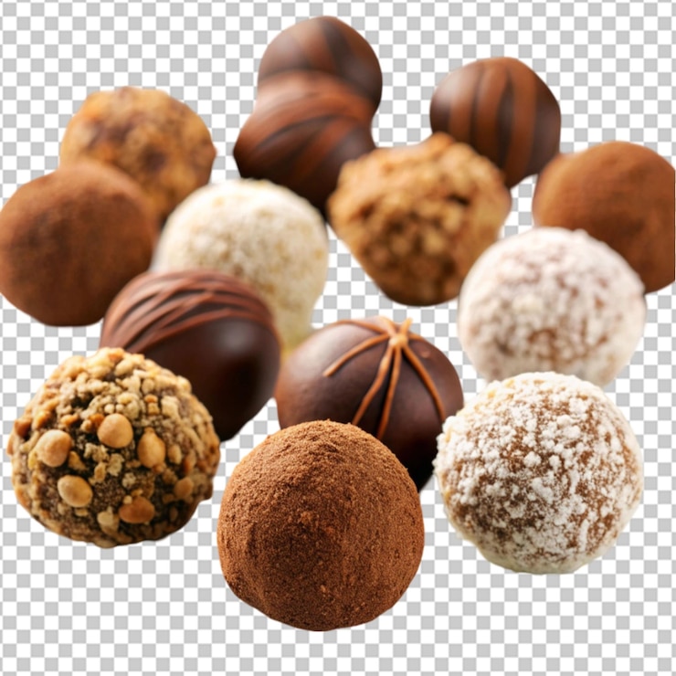 PSD trufas de chocolate exquisitas fondo transparente