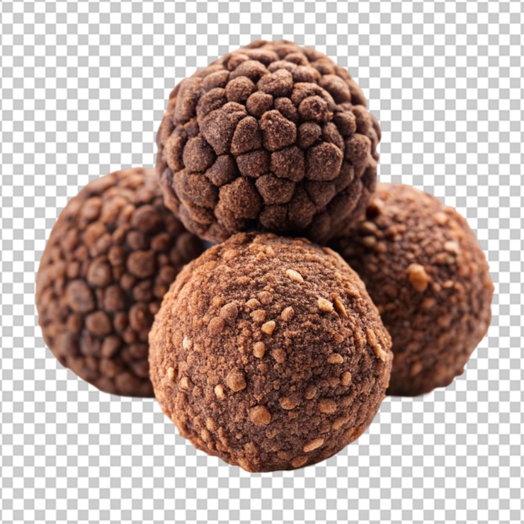 PSD trufas negras con rebanadas de fondo transparente