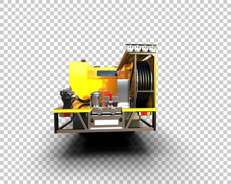 PSD truk pemadam kebakaran terisolasi pada ilustrasi render 3d latar belakang