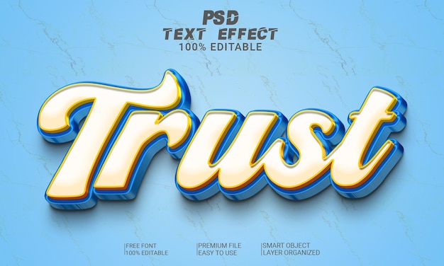 trust 3d text effect psd file