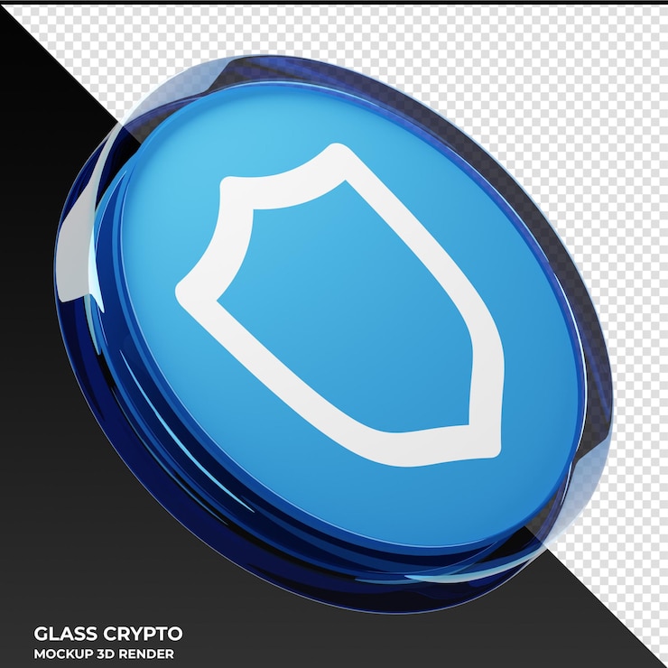 PSD trust wallet token twt glass crypto coin ilustración 3d