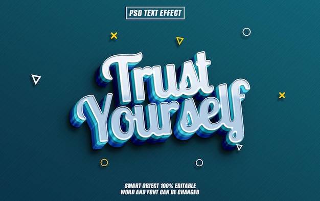 trust yourself text effect font editable typography 3d text