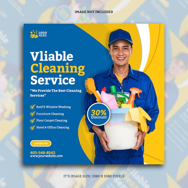 Trusted Home Cleaning Service Facebook Instagram Banner Design Template (Template de design de banner do serviço de limpeza de casa de confiança)
