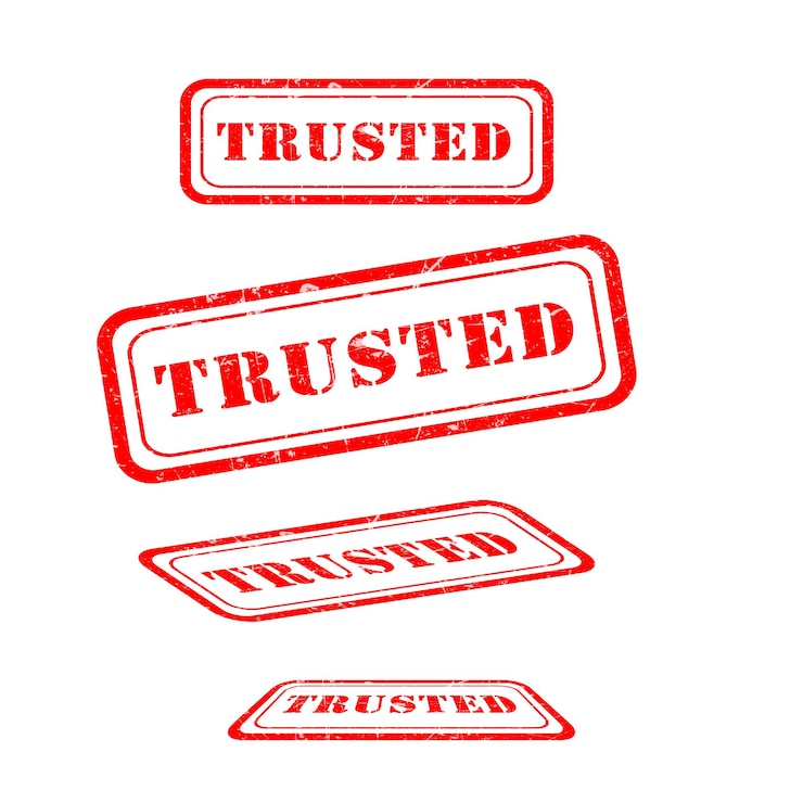 PSD trusted red stamp set vintage trusted rubber stamps con etichetta di fiducia