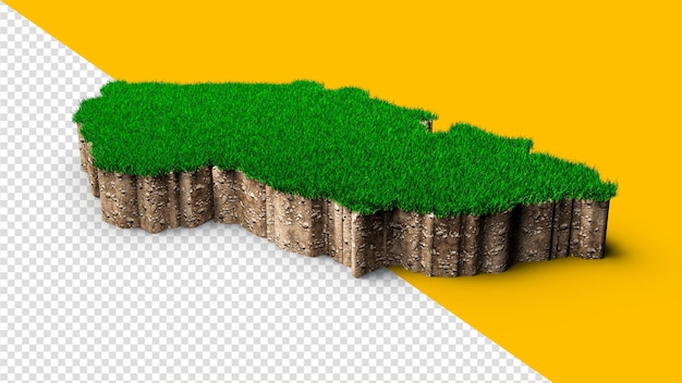 Tschechische Republik Karte Bodengeologie Querschnitt mit grünem Gras und Felsbodentextur 3d