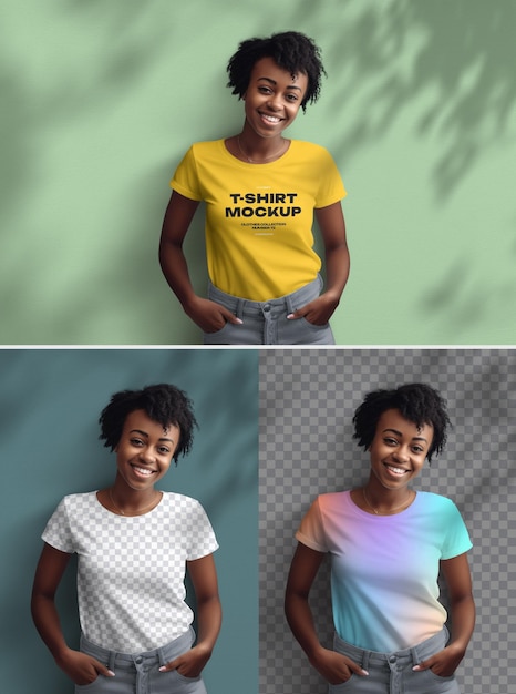Tshirt Mockups Femmes Afro-Américaines Générées Ai
