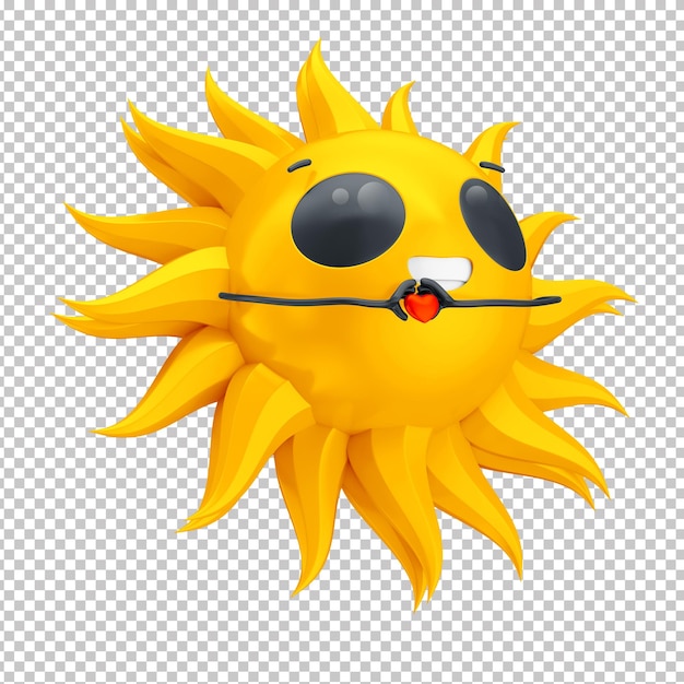 ttulo personaggio del sole 3D emoji del sole giallo felice con faccia sorridente