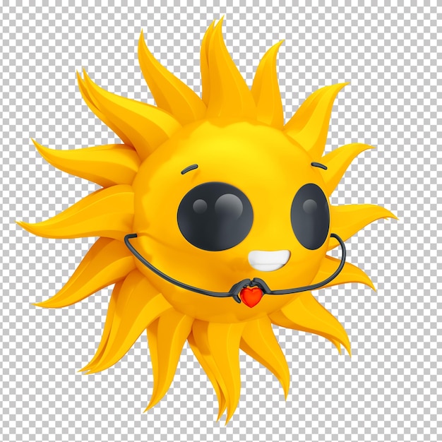 PSD ttulo personaje del sol 3d emoji del sol amarillo feliz con cara sonriente