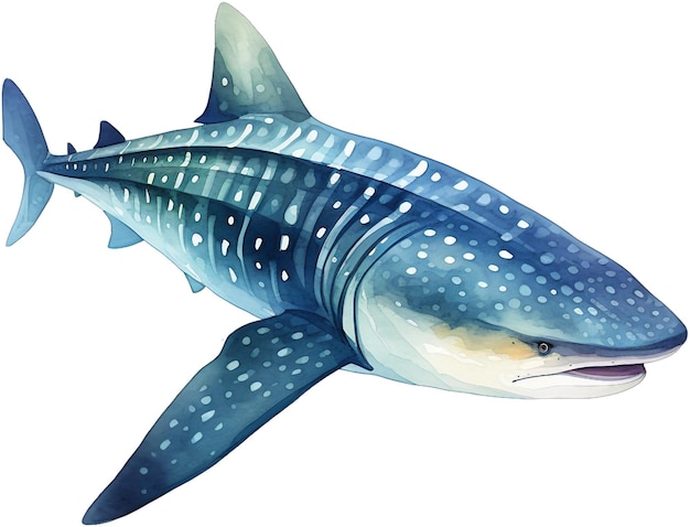 PSD tubarão aquarel isolado em ilustração branca