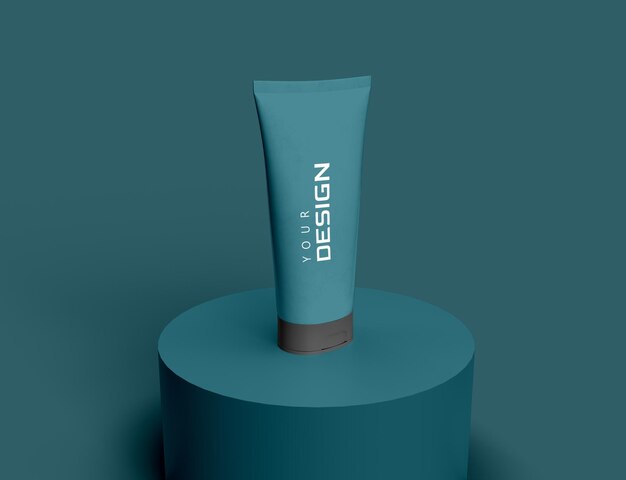 un tube bleu de conception sur une base bleue