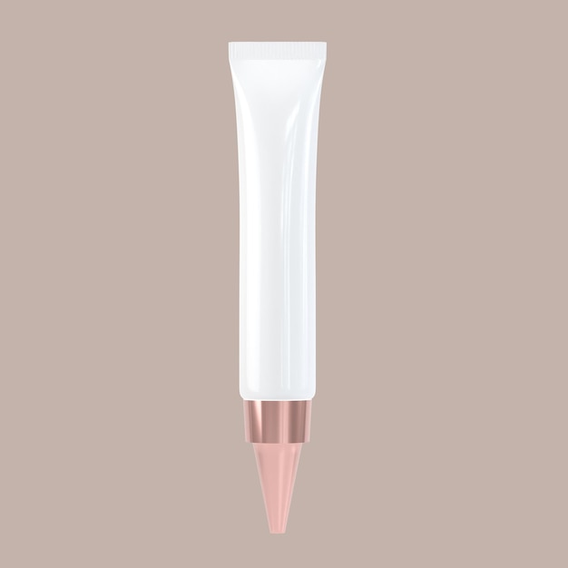 PSD tube cosmétique blanc avec couvercle en or rose