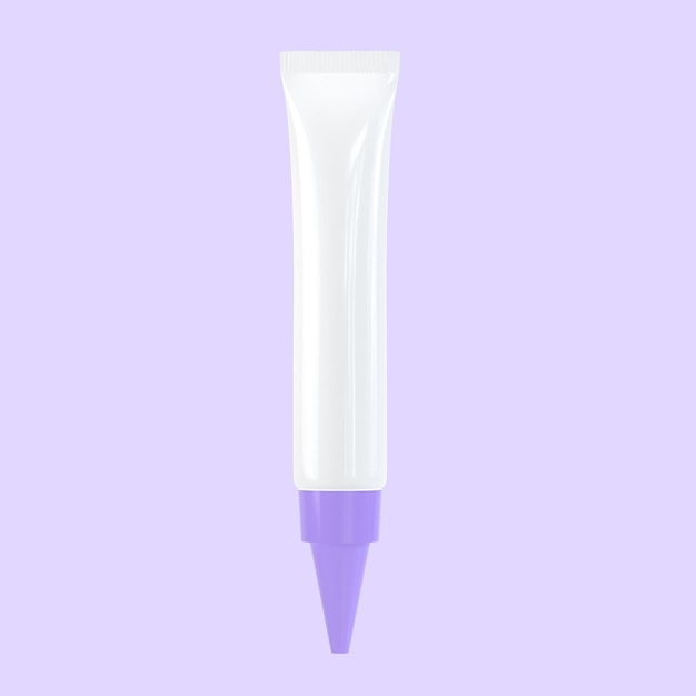 PSD tube cosmétique blanc avec couvercle violet