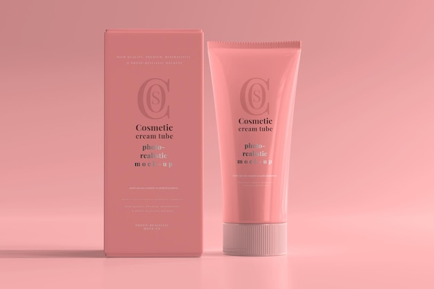 Tube de crème cosmétique avec maquette de boîte