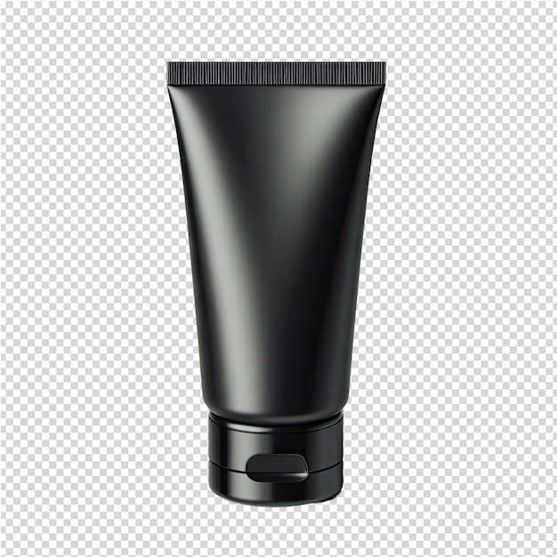 PSD un tube noir de shampooing noir est sur un fond transparent