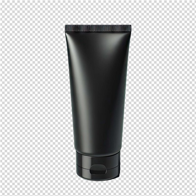 PSD un tube noir de shampooing noir est sur un fond transparent