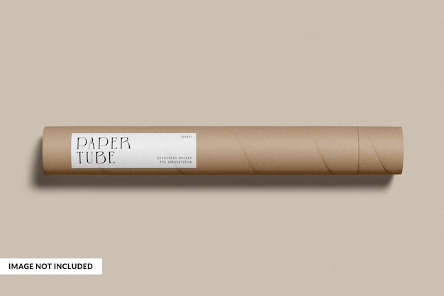 Un tube en papier brun avec une étiquette blanche qui dit "tube en papier" dessus