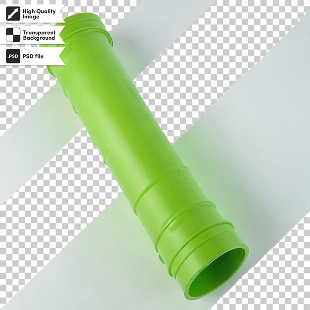 PSD un tube en plastique vert avec le mot non dessus