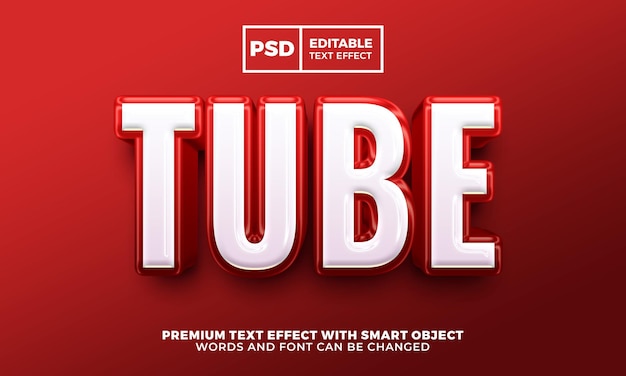 Tube video rojo 3d estilo de efecto de texto editable