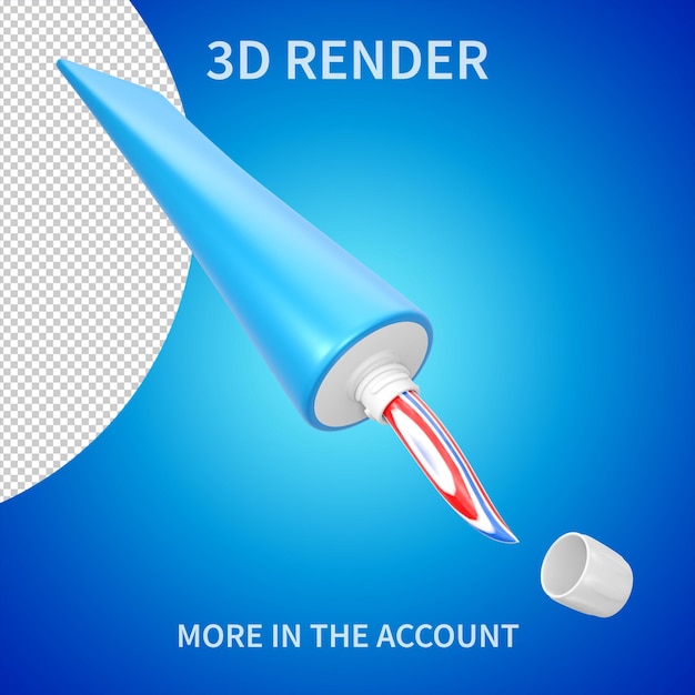 PSD tubo abierto de pasta de dientes renderizado en 3d