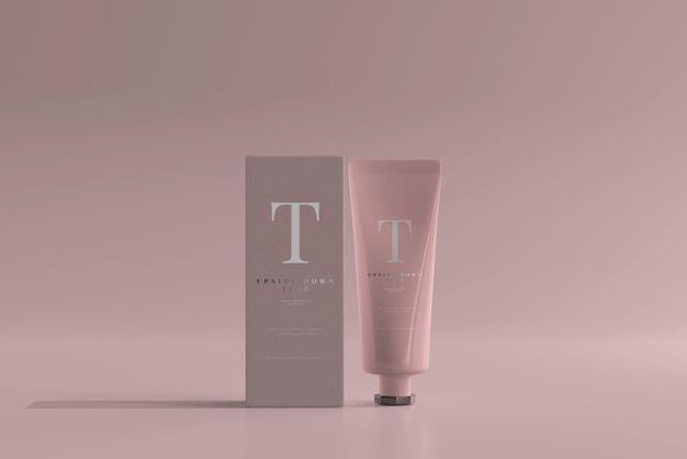 Tubo cosmetico con scatola Mockup