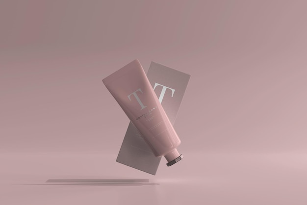 Tubo cosmetico con scatola Mockup