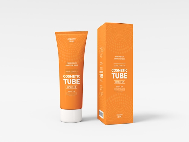 Tubo cosmetico con scatola mockup