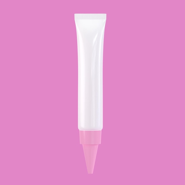 Tubo de cosméticos branco com tampa rosa